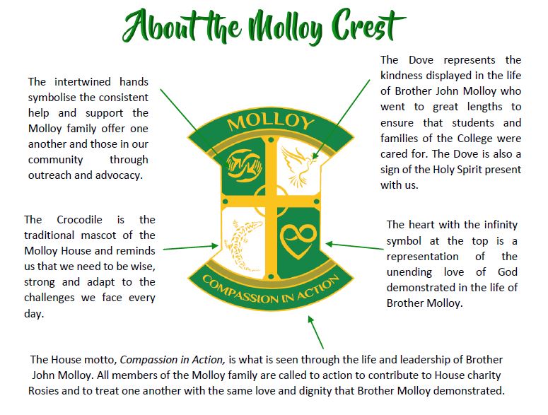 Page showing the English House crest with text explaining its symbols and motto